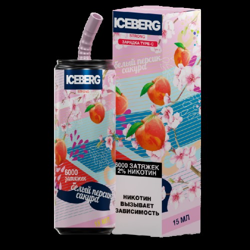Электронная сигарета ICEBERG XXL 6000 Белый персик сакура